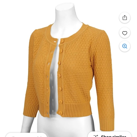 Women's Mustard yellow crop cardigan 3X - Picture 2 of 9